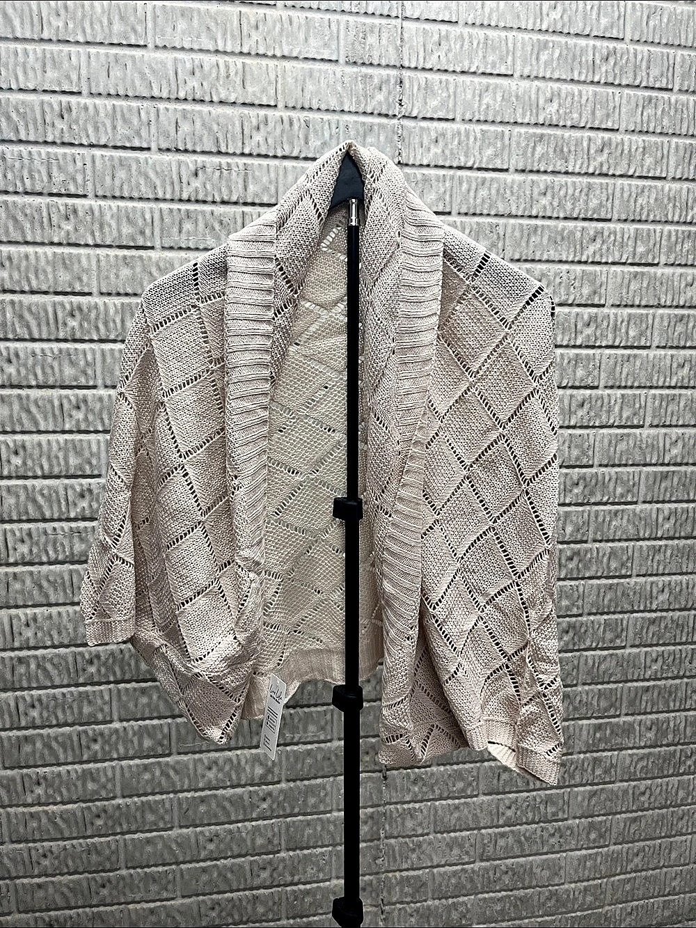 CUPSHE Beige Open Front Dolman Sleeve Cardigan Women's Geometric Cardigan in